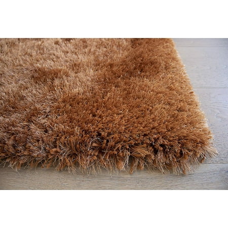 Custom Made Rugs Fluffy Shag Shaggy Solid Modern Large Rectangle Deep Plush Pile Custom Contemporary 8-Feet-by-10-Feet Polyester Made Area Rug Carpet Rug Orange Rust Color ()