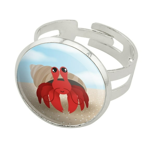 Sweet Hermit Crab Silver Plated Adjustable Novelty Ring