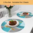 thumbnail image 5 of Turquoise Grey Ombre Round 15 Inch Placemats Set of 2, Abstract Vintage Oil Painting HeatResistant Non Slip Place Mats for Dining Table, Wipeable Braided Kitchen Table Mats for Housewarming, 5 of 9