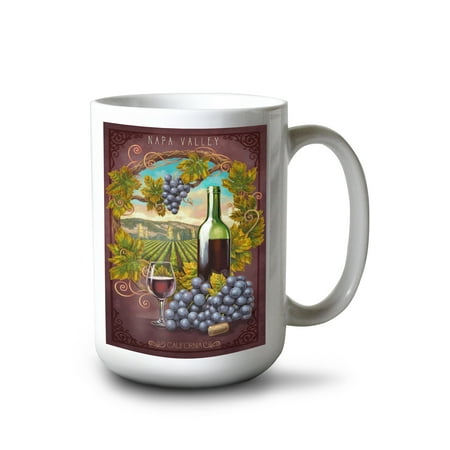 

15 fl oz Ceramic Mug Napa Valley California Merlot Wine Scene Dishwasher & Microwave Safe