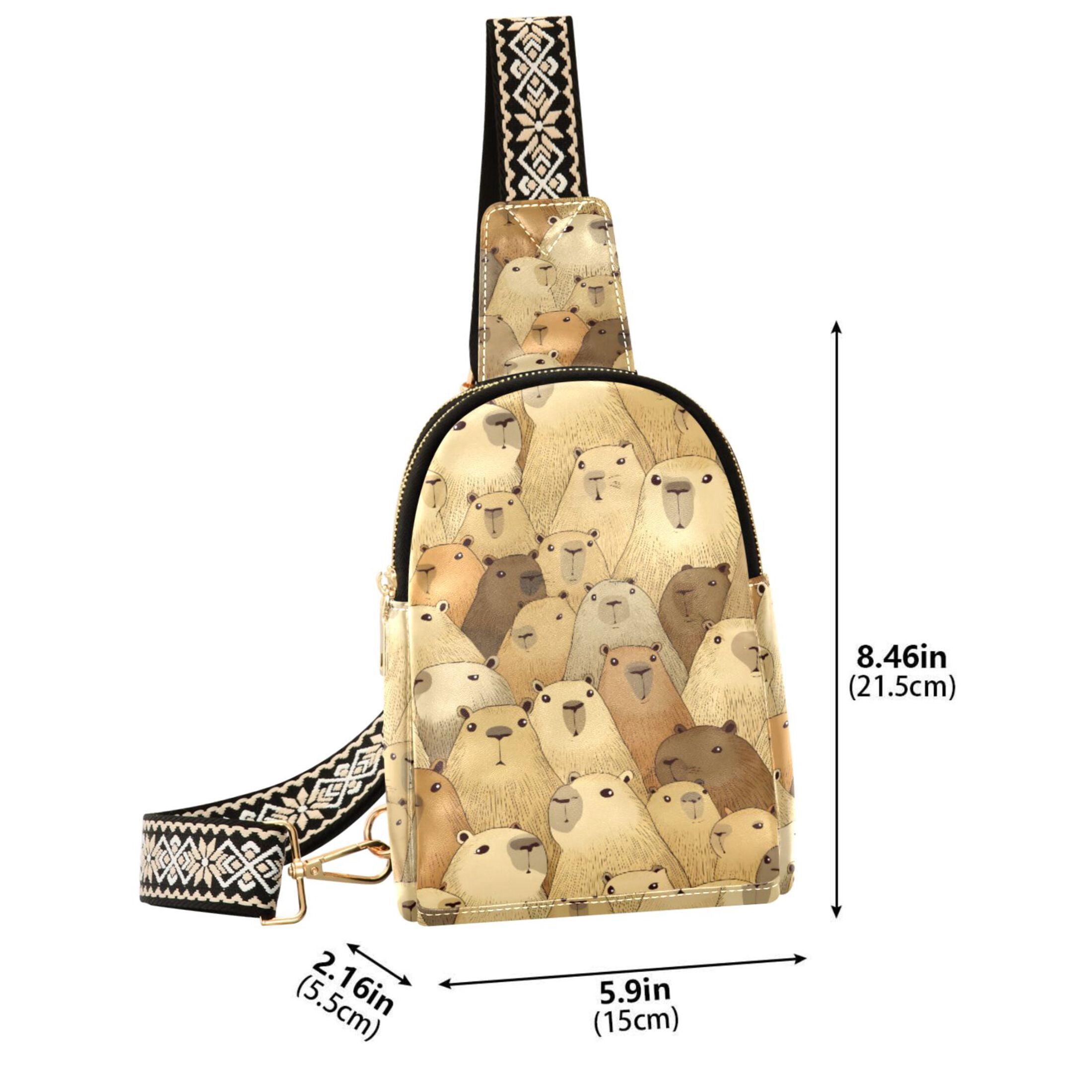 ALAZA Doodle Capybara Sling Bag for Women Men Waterproof Crossbody Chest Bags