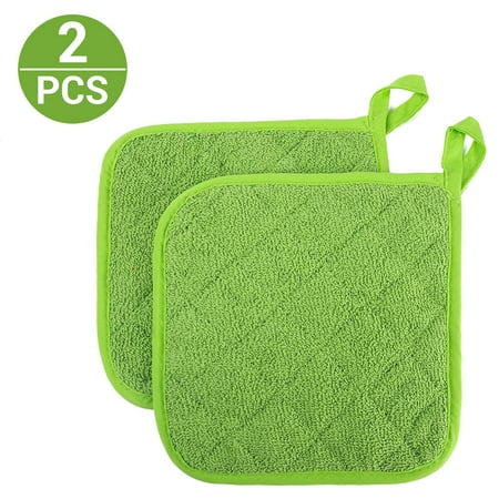 

Cotton Kitchen Everyday Basic Terry Pot Holder Heat Resistant Coaster Potholder for Cooking and Baking Set of 2