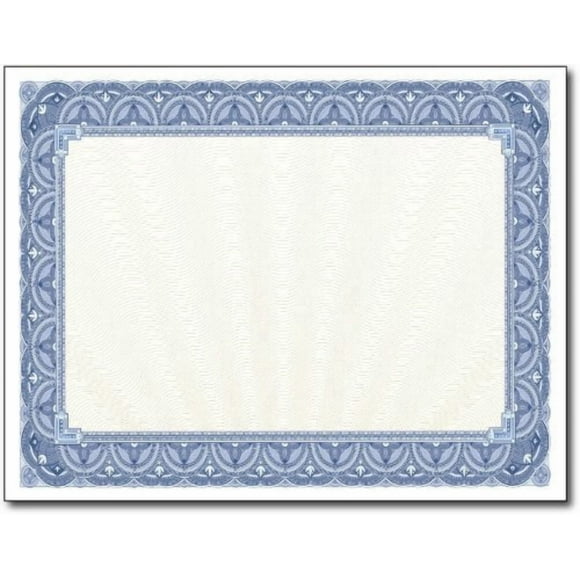 Blue Border Blank Certificate Paper - Bulk 500 Pack - 8.5" x 11" Certificates for Printer Awards