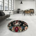 thumbnail image 4 of Ahgly Company Machine Washable Indoor Round Abstract Chocolate Brown Area Rugs, 7' Round, 4 of 7