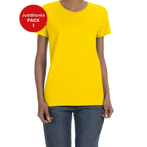 JustBlanks Heavy Cotton Women T Shirt Narrow Width Rib Collar Taped Neck