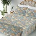 thumbnail image 3 of Ambesonne Floral Fitted & Flat Sheet with Sham 3 Pcs Set, Vintage Vibe Rose Pattern, Twin, Pale Grey Pastel Yellow, 3 of 5