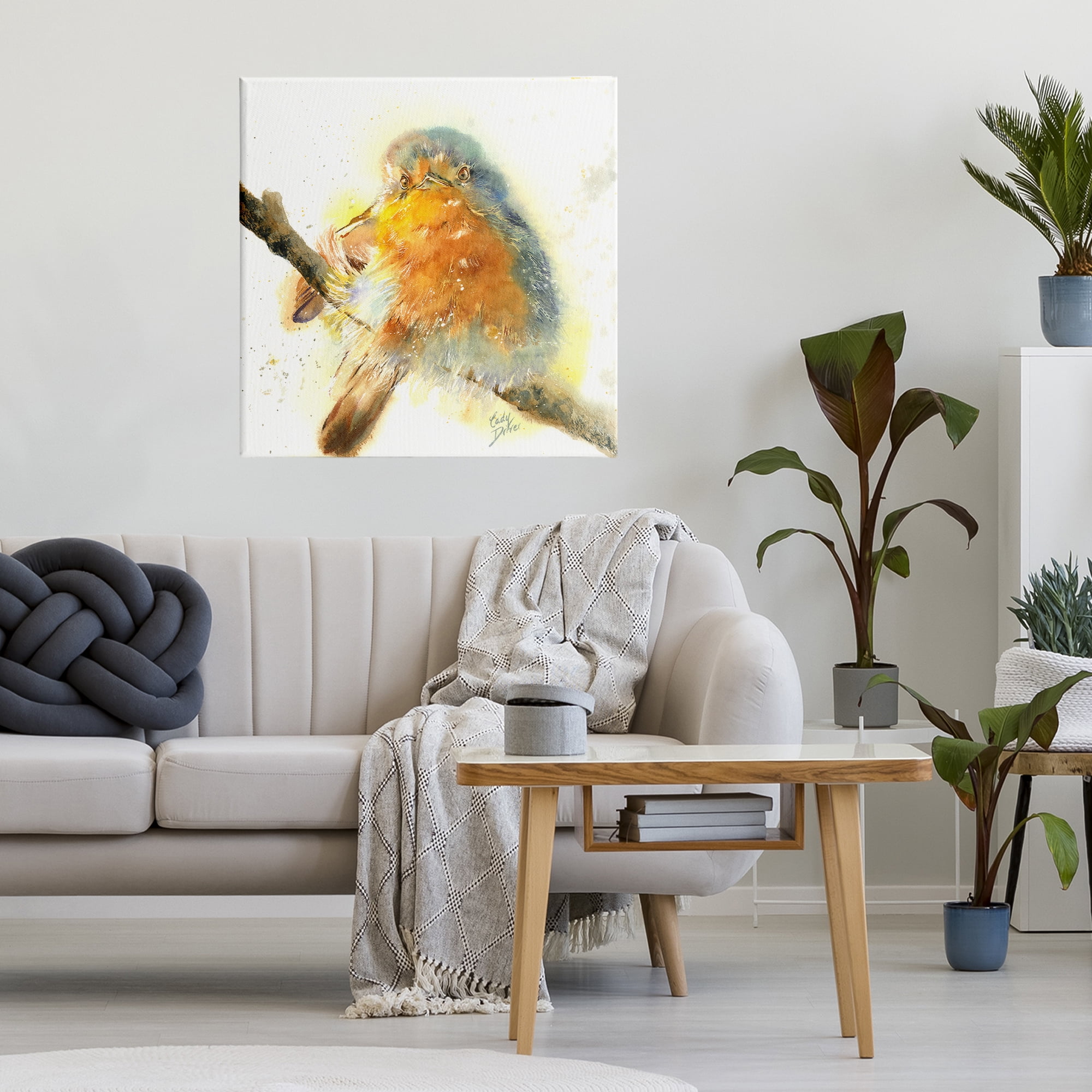 Stupell Industries Seated Songbird Watercolor Canvas Wall Art, design by Cady Driver