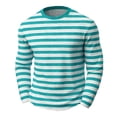 thumbnail image 5 of FRSASU Men's Shirt Striped Cotton Spandex Crewneck Long Sleeve Basic Pullover Casual Lightweight Loose Versatile Workout Tops Sky Blue, 5 of 5