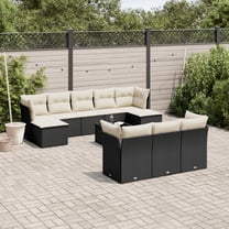 vidaXL Garden Sofa Set Black with Cream White Cushions