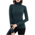thumbnail image 2 of tarylea Womens Tops Long Sleeve Slim Fitted Undershirts High Neck Stretch Shirts Casual Comfy Cute Fall Dailywear Tops, 2 of 3