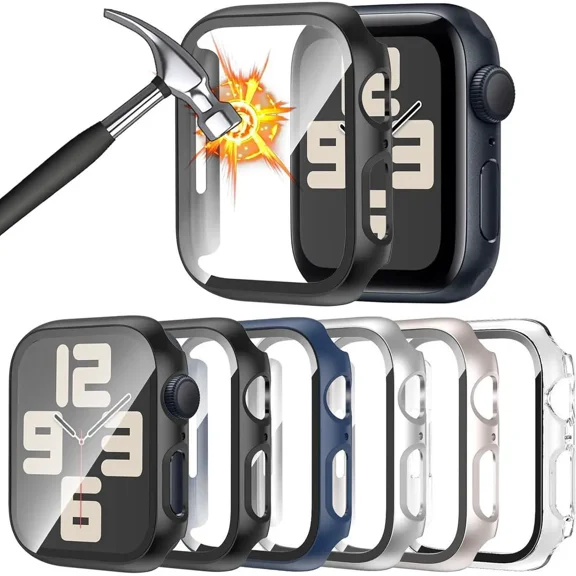[6 Pack] Case for Apple Watch 40mm SE 2nd Gen Series 6 5 4 SE with Tempered Glass Screen Protector, Ultra-Thin Full Coverage Hard PC Protective Face Cover for iWatch 40mm