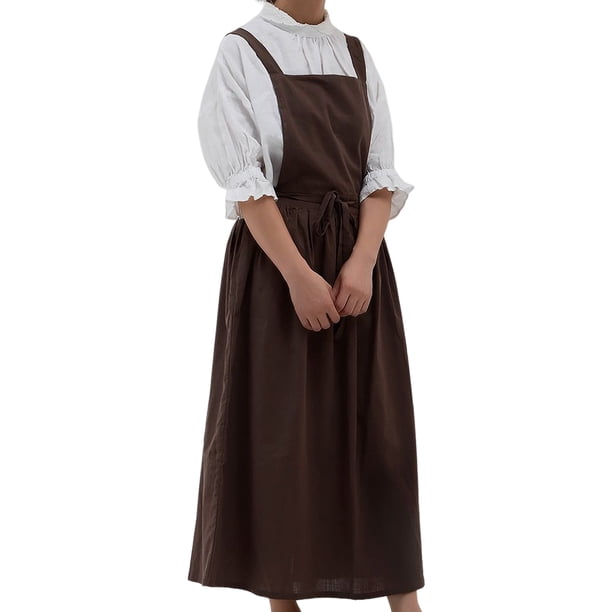 Inteprter Algodón Lino Jardinería Café Camarero Vestido Delantal Delantal Babero informal Mujeres Hombres para hornear Trabajo Limpieza del Type3 NO3