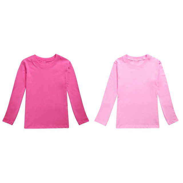 2 Pack(Rose 1PCS & Rose Vif 1PCS) T-Shirt à Manches Longues Multipack Automne Manches Longues Pack Chemise Manches Longues Imprimés Floraux Tops T-Shirt Tops