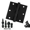 thumbnail image 2 of EMBASSY Door Hinge 3.5 x 3.5 Solid Brass Matte Black with Steeple Tips, 2 of 7