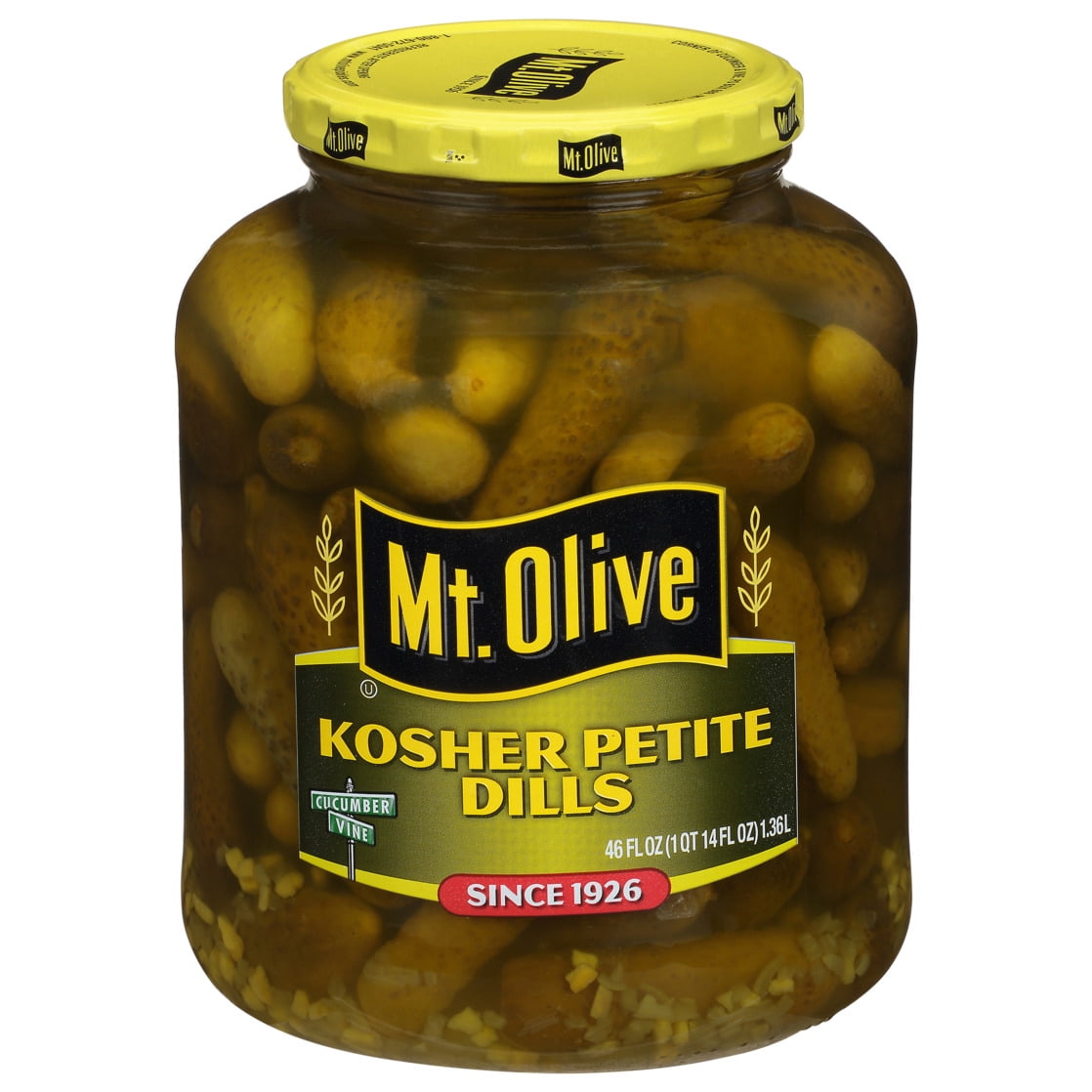 (6 pack) Mt. Olive Kosher Petite Dill Pickles, 46 fl oz jar