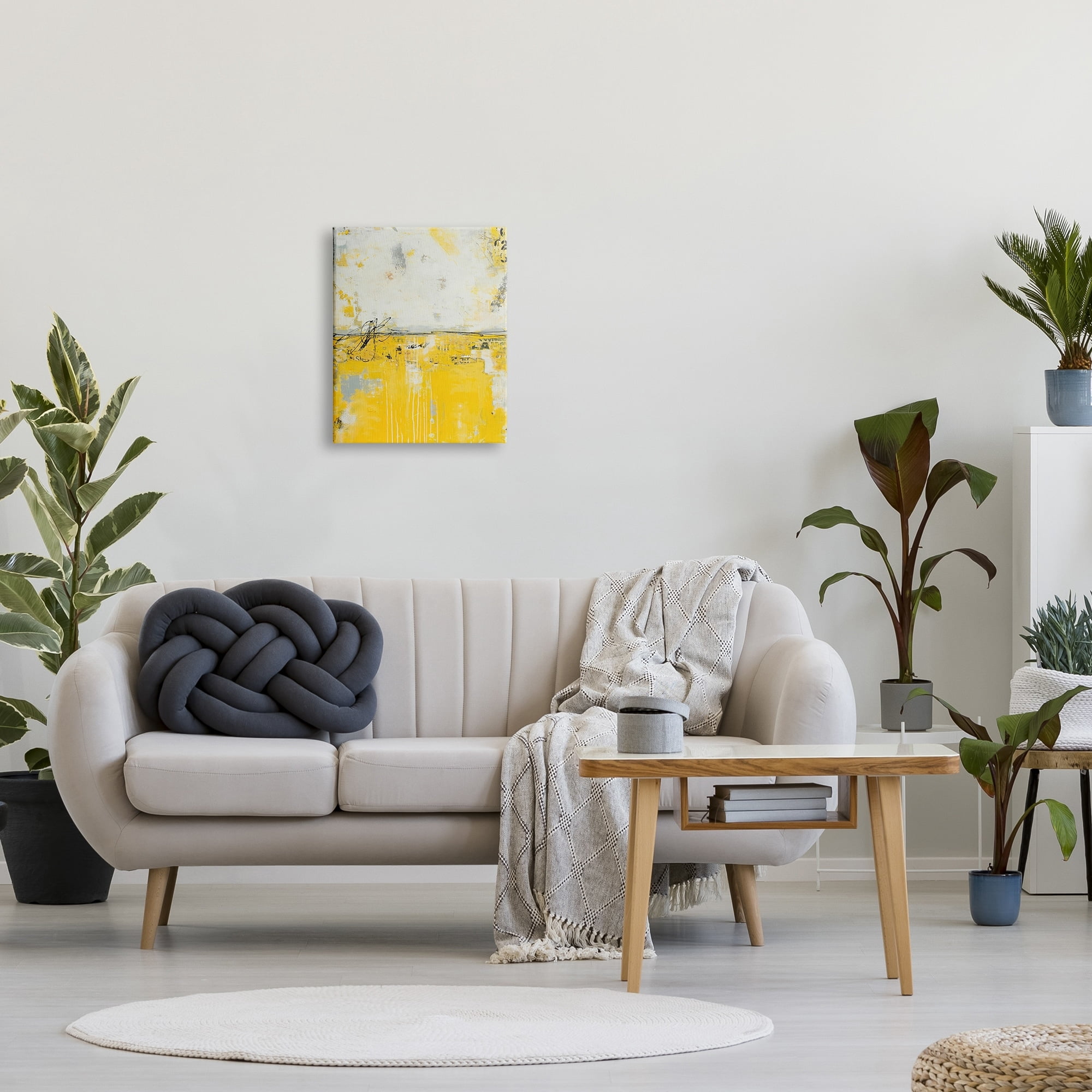 Stupell Industries Yellow Weathered Street Style Modern Scribble Stencil Painting Gallery Wrapped Canvas Print Wall Art, Design by Erin Ashley
