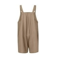 thumbnail image 3 of Defitshape Women's Summer Jumper Cotton Romper Cute Comfy Casual High Waist Soft Pocket Button Loose Playsuit Style15 12, 3 of 4