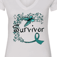 thumbnail image 4 of Inktastic Ovarian Cancer Survivor Butterfly Ribbon Women's V-Neck T-Shirt, 4 of 5