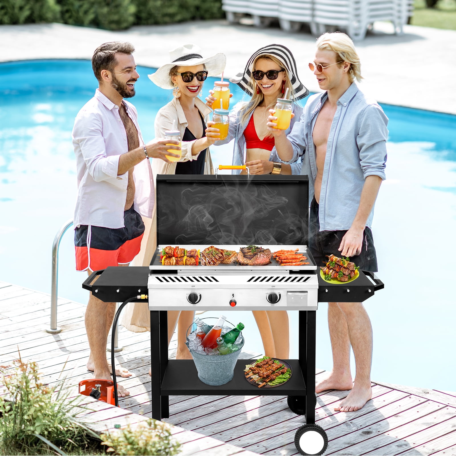 UBesGoo Propane 15,0000BTU 2 Burner Outdoor Versatile Stove w/ Skillet