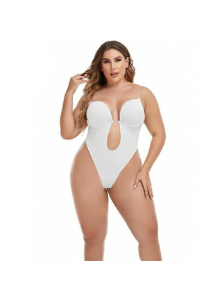 RQYYD Sexy Lace Tummy Control Bodysuit,Plus Size Backless Body
