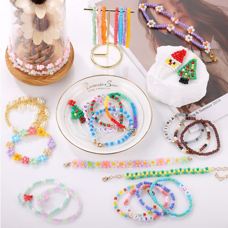 Funtopia Glass Seed Beads for Jewelry Making Kit, 60 Colors 21600 Pcs+  Bracelet Making Kit, Friendship Bracelets Kit with Letter Beads for DIY,  Art