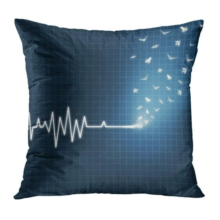 ECCOT Afterlife As ECG EKG Medical Heart Monitor Lifeline Showing Flatline Transforming Into White Doves Flying PillowCase Pillow Cover 18x18