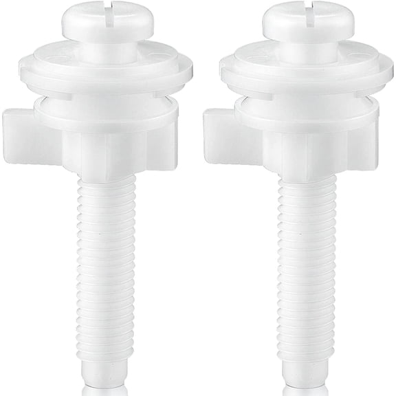 2 Pieces Toilet Seat Screws Replacement Kit Plastic Bolts with Plastic Nuts and Washers Parts Kit for Fixing The Top Toilet Seat, White