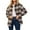 Brown, variant on Women's Fashionable Plaid Long Sleeved Lapel Button Pocket Casual Loose Jacket, Tweed Outerwear for Fall and Winter Fashion,Black,L