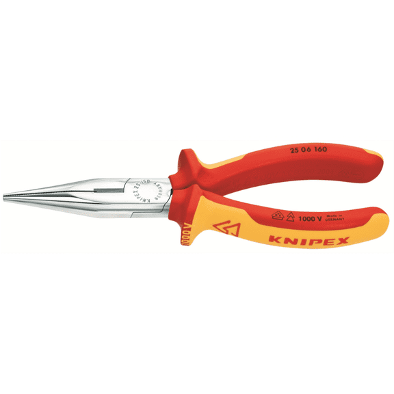 KNIPEX Insulated Plier Cutter; Half-round Nose; Steel; 160mm; 1kVAC