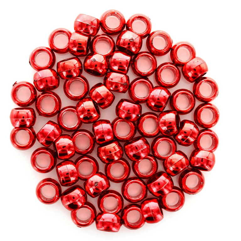 Fire Red Transparent Craft Pony Beads 6x9mm, 1000 beads Bulk