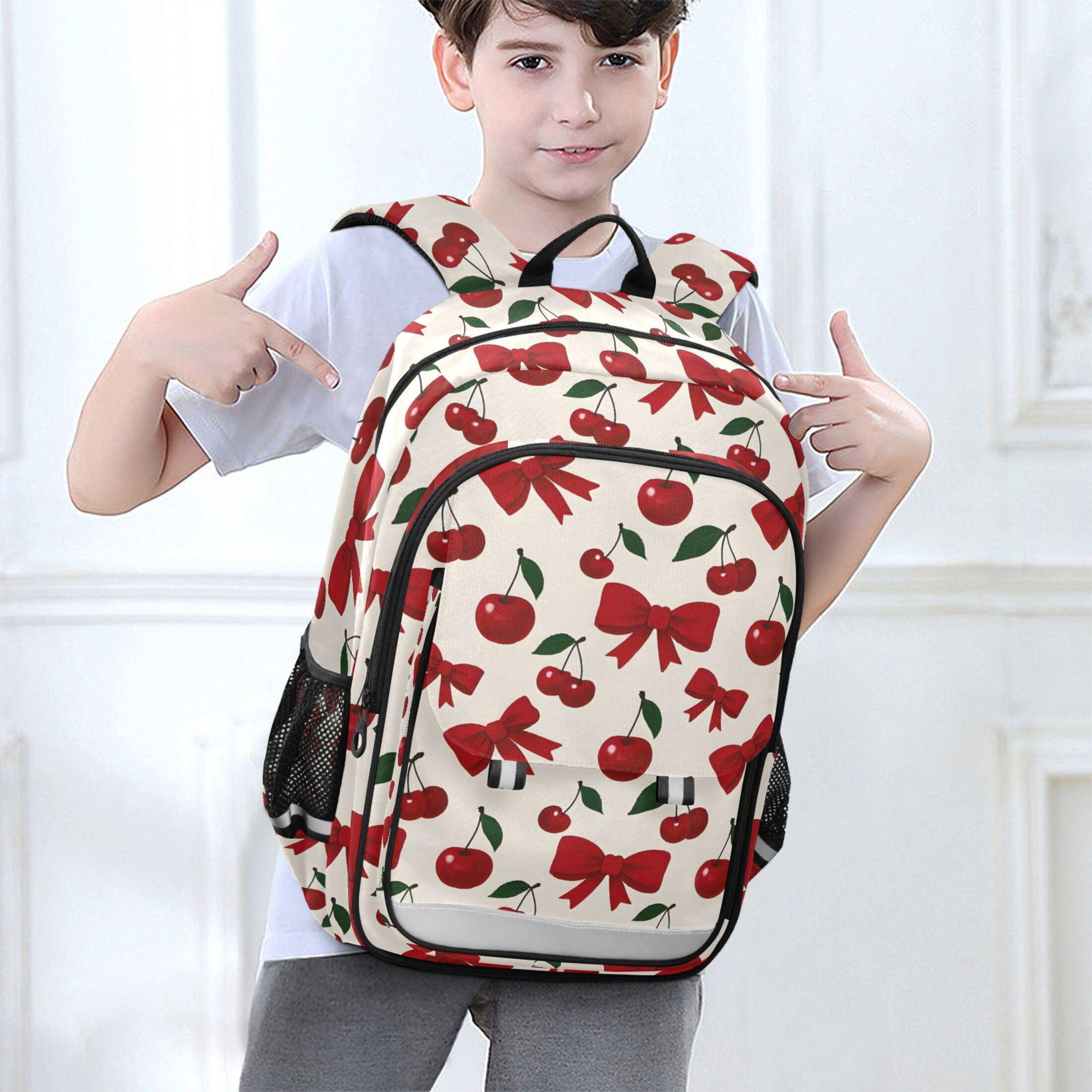 ALAZA Cherry Fruits Bow Laptop Backpack Purse Travel Bag Casual School Bookbag Rucksack for Women Men