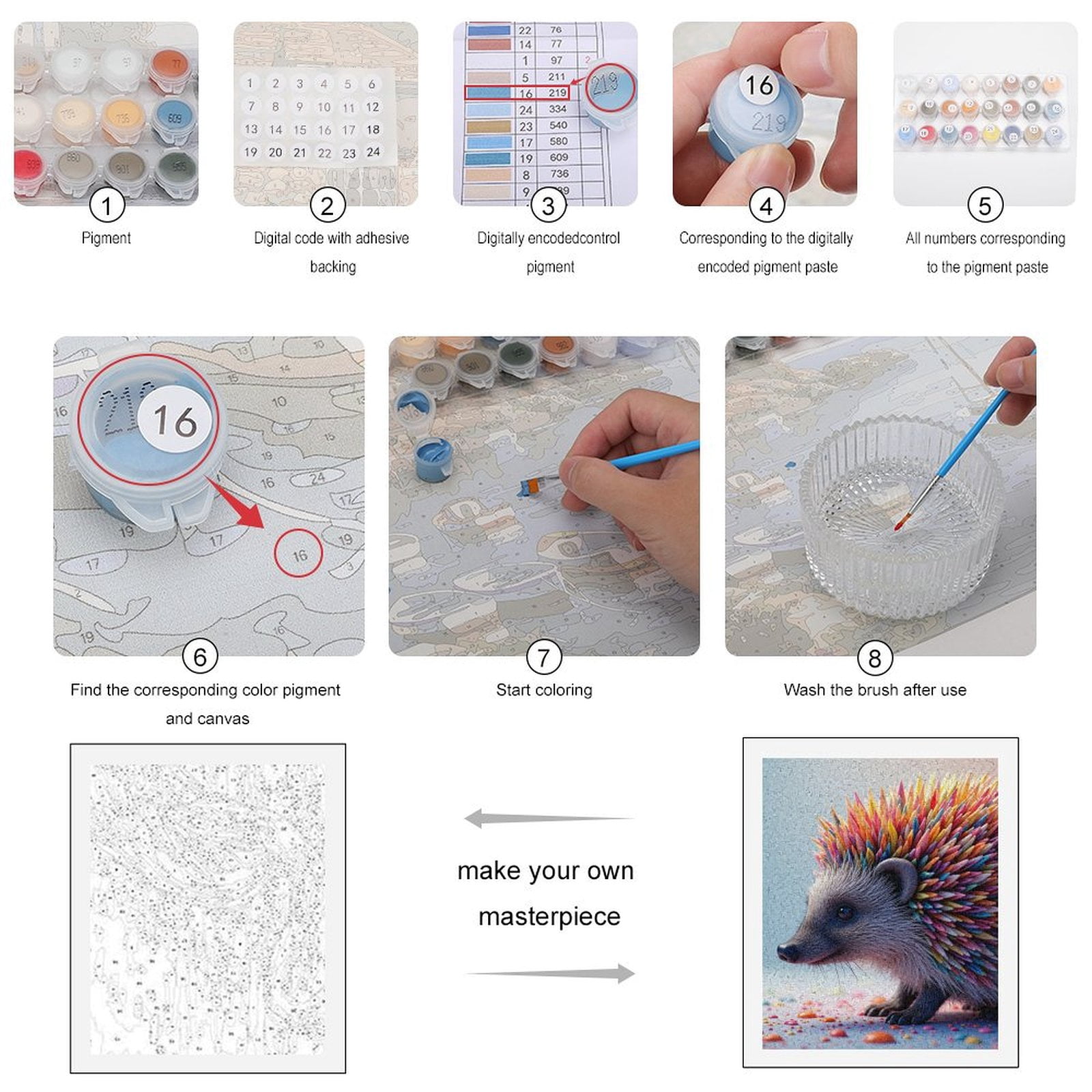 Paint By Numbers Kit for Adults Beginner - DIY Colorful Hedgehog Art Fantasy Canvas Painting Kits for Adults, Frameless Paint By Number for Adults for Home Wall Decor 16x20 Inch