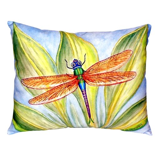 Betsy Drake Indoor/Outdoor Dragonfly Polyester Lumbar Pillow, 16" x 20