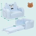 thumbnail image 3 of Kids Chairs for Toddler, 2-in-1 Toddler Soft Sherpa Couch Fold Out, Convertible Sofa to Lounger for Girls and Boys, Teddy Bear, Blue, 3 of 14