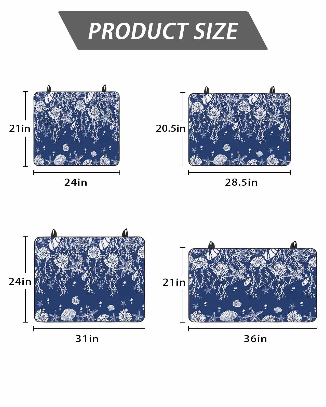 Stove Top Covers for Electric Stove, Navy Blue Coastal Glass Stovetop Cover Protector, Starfish Coral Ocean Conch Sea Nautical Induction Cooktop Protector Oven Mat for Kitchen Countertop 24"x21"
