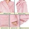 thumbnail image 4 of PAVILIA Pink Women Robe with Hood, Fleece Lightweight Soft Long Hooded Robe for Women, Plush Fuzzy Cozy Warm Bathrobe Shower Spa House, S/M, 4 of 9