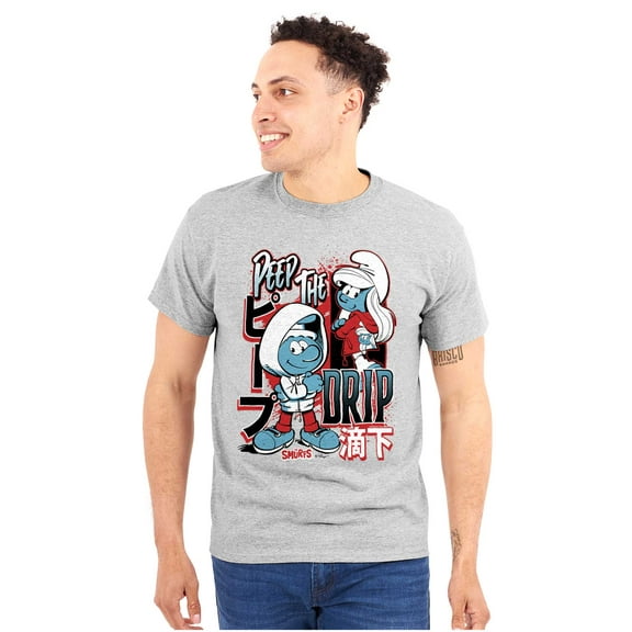 The Smurfs Kanji Peep The Drip Unisex Plus Size Graphic Tee Brisco Brands 2X