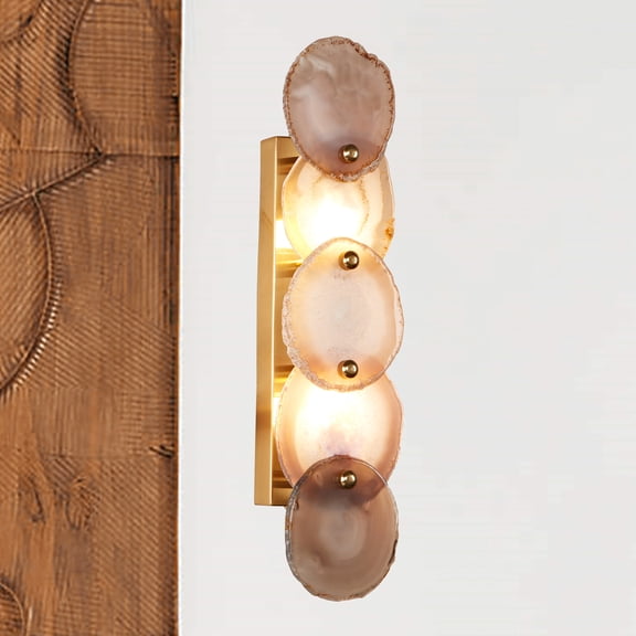 Organic Agate Stone Wall-Mounted Sconce, 26 Inch Natural Wall Light, Unique Elegant Wall Sconce for Entryway, Living Room