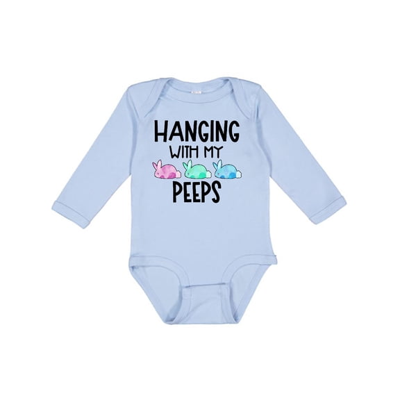 Inktastic Easter Hanging with My Peeps Pastel Bunnies Boys or Girls Long Sleeve Baby Bodysuit