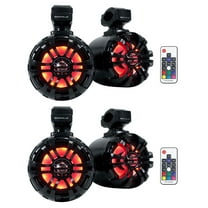 (4) Rockville WB50KLS BLACK 5.25" 250w Metal Marine Wakeboard LED Tower Speakers
