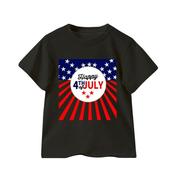 Coerni Toddler Kids Independence Day Tops 4th of July Cotton Print T Shirts for Girls Boys Unisex Summer Clothing
