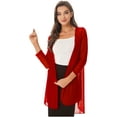 thumbnail image 7 of iiniim Womens Casual 3/4 Sleeve Open Front Lightweight Drape Cardigan with Irregular Hem, 7 of 7