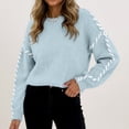 thumbnail image 6 of Ladies' Color Blocking Loose Casual Round Neck Knitted Sweater Long Sleeved Sweater Top for Fall Winter Statement Looks,Mint Green,XL, 6 of 6