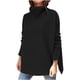 thumbnail image 1 of Suéter de cuello alto de invierno sólido para mujer Suéter con dobladillo de manga de murciélago Suéter de punto Tops Fridja  hjk406, 1 of 8