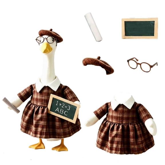 Back to School Porch Goose Outfits,Goose Outfits forLawn Statue,First Day of School Goose Clothes for School Classroom Garden Patio Yard Lawn Outdoor Decoration