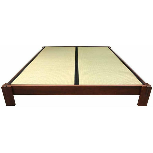 Oriental Furniture Tatami Platform Bed, Walnut color, Bedroom item, 80