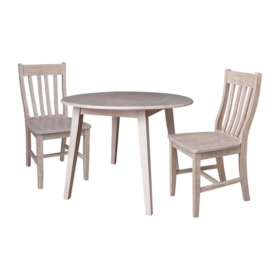 International Concepts 42" Round Dual Drop Leaf Dining Table with 2 Chairs