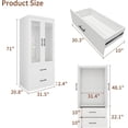 thumbnail image 3 of Armoire Wardrobe Closet with 2 Glass Closet Doors, 71" High Bedroom Wardrobe Closet with 2 Closet Drawers Cabinet Storage Wardrobe with Hanging Rod for Bedroom,Wooden Armoires and Wardrobes, 3 of 8