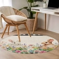 thumbnail image 4 of Round Rugs 3.3 Ft, Easter Bunny Non Slip Area Rugs for Kitchen Bedroom Entryway, Spring Flowers Leaves Cute Rabbits Pastoral Plants Washable Carpet Runner Rug Floor Mats for Bedroom Home Decor, 4 of 8