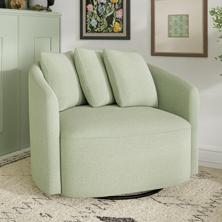 Free Shipping! Beautiful Sage Boucle Accent Chair with Swivel